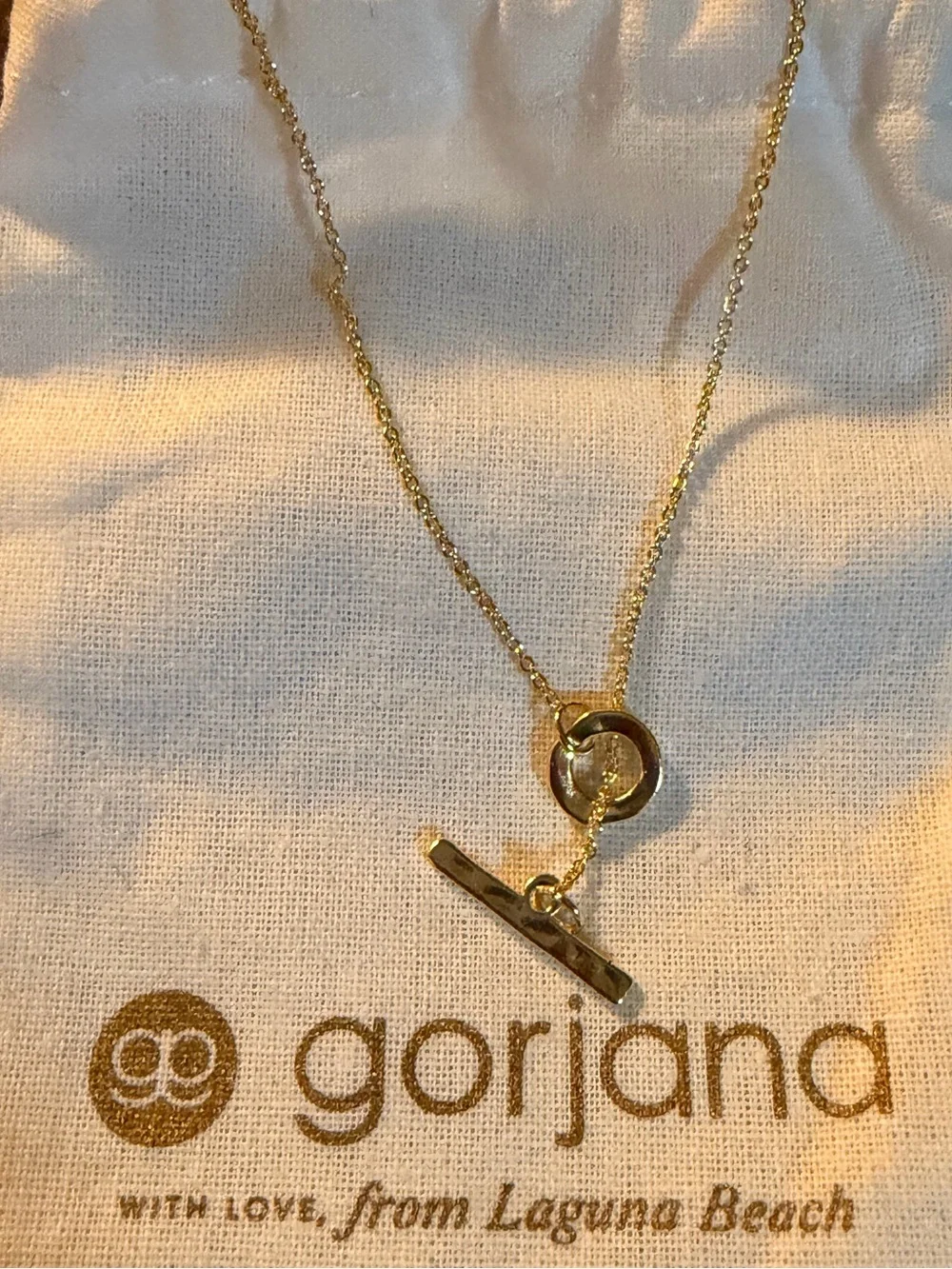 Gorjana Gold Toggle Bar Necklace with Polished Chain